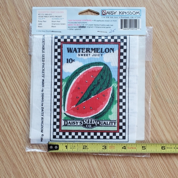 Daisy‎ Kingdom Mini No-Sew Fabric Applique watermelon seed packet vintage - Picture 4 of 5